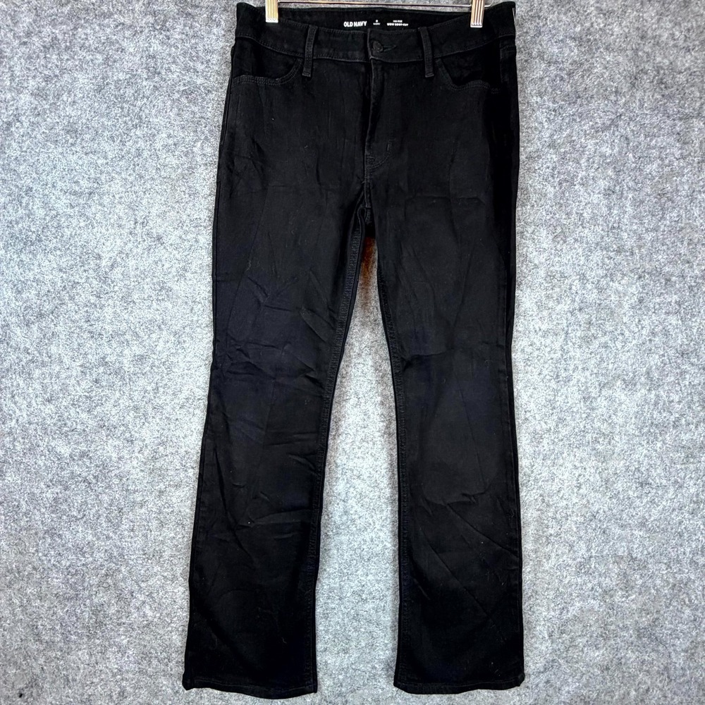 Old Navy Wow‎ Bootcut Jeans Womens 8 Short Black Denim Cotton Stretch Mid Rise